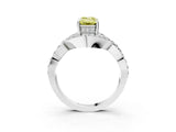 White gold Fancy Yellow Emerald  Solitaire Twist Band Pavé Diamond Engagement Ring_35