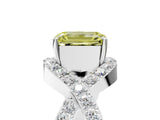 White gold Fancy Yellow Emerald  Solitaire Twist Band Pavé Diamond Engagement Ring_37