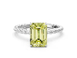 White gold Fancy Yellow Emerald  Solitaire Twist Band Ring with Four-Prong Setting_164