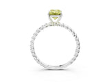 White gold Fancy Yellow Emerald  Solitaire Twist Band Ring with Four-Prong Setting_167