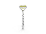 White gold Fancy Yellow Emerald  Solitaire Twist Band Ring with Four-Prong Setting_22