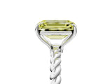 White gold Fancy Yellow Emerald  Solitaire Twist Band Ring with Four-Prong Setting_31