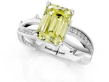 White gold Fancy Yellow Emerald  Solitaire Twist Band with Pavé Accents and Four-Prong Setting_21
