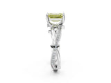 White gold Fancy Yellow Emerald  Solitaire Twist Band with Pavé Accents and Four-Prong Setting_22