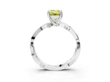 White gold Fancy Yellow Emerald  Solitaire Twist Band with Pavé Accents and Four-Prong Setting_23