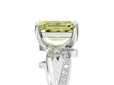 White gold Fancy Yellow Emerald  Solitaire Twist Band with Pavé Accents and Four-Prong Setting_25