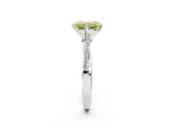 White gold Fancy Yellow Emerald  Solitaire Twist Band with Pavé Diamonds and Four-Prong Setting_101