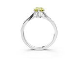 White gold Fancy Yellow Emerald  Solitaire Twist Band with Pavé Diamonds and Four-Prong Setting_102