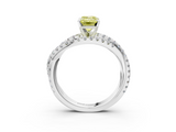 White gold Fancy Yellow Emerald  Solitaire Twist Band with Pavé Setting and Four-Prong Setting_79