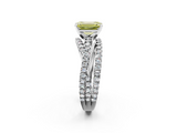 White gold Fancy Yellow Emerald  Solitaire Twist Band with Pavé Setting and Four-Prong Setting_80