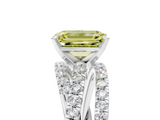 White gold Fancy Yellow Emerald  Solitaire Twist Band with Pavé Setting and Four-Prong Setting_86