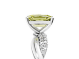 White gold Fancy Yellow Emerald  Solitaire Twist Band with Pave Prong Setting_53