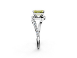 White gold Fancy Yellow Emerald  Solitaire Twist Band with Pave Set Diamonds and Four-Prong Setting_128