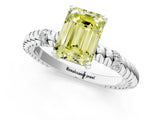 White gold Fancy Yellow Emerald  Solitaire Twisted Band Prong Set Engagement Ring_101
