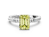 White gold Fancy Yellow Emerald  Solitaire Twisted Band Prong Set Engagement Ring_106