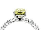 White gold Fancy Yellow Emerald  Solitaire Twisted Band Prong Set Engagement Ring_110