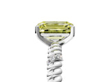 White gold Fancy Yellow Emerald  Solitaire Twisted Band Prong Set Engagement Ring_111