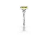 White gold Fancy Yellow Emerald  Solitaire Twisted Band with Bead Prong Setting_328