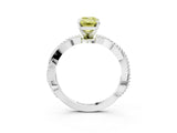 White gold Fancy Yellow Emerald  Solitaire Twisted Band with Bead Prong Setting_329