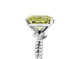 White gold Fancy Yellow Emerald  Solitaire Twisted Band with Bead Prong Setting_331