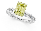 White gold Fancy Yellow Emerald  Solitaire Twisted Band with Pavé Accents and Four-Prong Setting_4