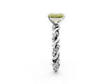 White gold Fancy Yellow Emerald  Solitaire Twisted Band with Pavé Accents and Four-Prong Setting_5