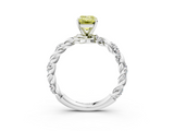 White gold Fancy Yellow Emerald  Solitaire Twisted Band with Pavé Accents and Four-Prong Setting_6