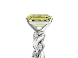 White gold Fancy Yellow Emerald  Solitaire Twisted Band with Pavé Accents and Four-Prong Setting_8