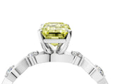 White gold Fancy Yellow Emerald  Solitaire Twisted Band with Prong Setting 4
