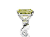 White gold Fancy Yellow Emerald  Solitaire Twisted Band with Prong Setting 5