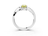 White gold Fancy Yellow Emerald  Solitaire Twisted Band with Prong Setting_6