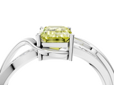 White gold Fancy Yellow Emerald  Solitaire Twisted Band with Prong Setting_7