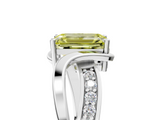 White gold Fancy Yellow Emerald  Solitaire Twisted Band with Prong Setting_8