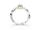White gold Fancy Yellow Emerald  Solitaire Twisted Pave Diamond Ring with Four-Prong Setting_127