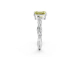 White gold Fancy Yellow Emerald  Solitaire Twisted Pave Diamond Ring with Four-Prong Setting_14