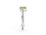 White gold Fancy Yellow Emerald  Solitaire Twisted Pave Diamond Ring with Four-Prong Setting_15