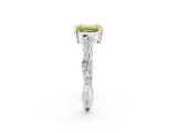 White gold Fancy Yellow Emerald  Solitaire Twisted Pave Diamond Ring with Four-Prong Setting_15