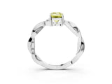 White gold Fancy Yellow Emerald  Solitaire Twisted Pave Diamond Ring with Four-Prong Setting_16