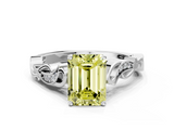 White gold Fancy Yellow Emerald  Solitaire Vine Band with Milgrain Prong Setting_3