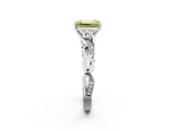 White gold Fancy Yellow Emerald  Solitaire Vine Band with Milgrain Prong Setting_5