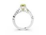 White gold Fancy Yellow Emerald  Solitaire Vine Band with Milgrain Prong Setting_6