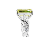 White gold Fancy Yellow Emerald  Solitaire Vine Band with Milgrain Prong Setting_8