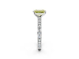 White gold Fancy Yellow Emerald  Solitaire with Pavé Band and Four-Prong Setting_355