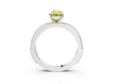 White gold Fancy Yellow Emerald  Solitaire with Pavé Band and Four-Prong Setting_359