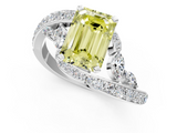 White gold Fancy Yellow Emerald  Solitaire with Pavé Twist Band and Four-Prong Setting_57