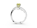 White gold Fancy Yellow Emerald  Solitaire with Pavé Twist Band and Four-Prong Setting_59