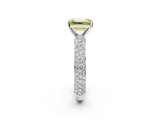 White gold Fancy Yellow Emerald  Solitaire with Pave Band and Four-Prong Setting_5
