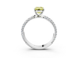 White gold Fancy Yellow Emerald  Solitaire with Pave Band and Four-Prong Setting_6