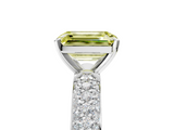 White gold Fancy Yellow Emerald  Solitaire with Pave Band and Four-Prong Setting_8
