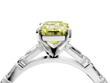 White gold Fancy Yellow Emerald  Solitaire with Side Baguettes and Channel Set Band_62